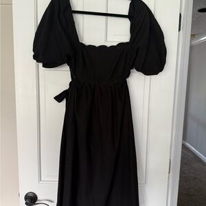 Elegant Black Puff Sleeve Dress